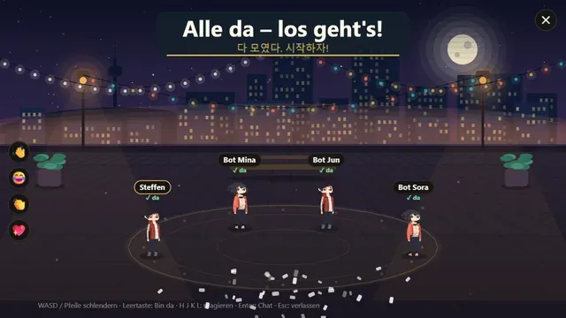 Echtes Spielbild: Alle da – los geht's, eine Runde startet