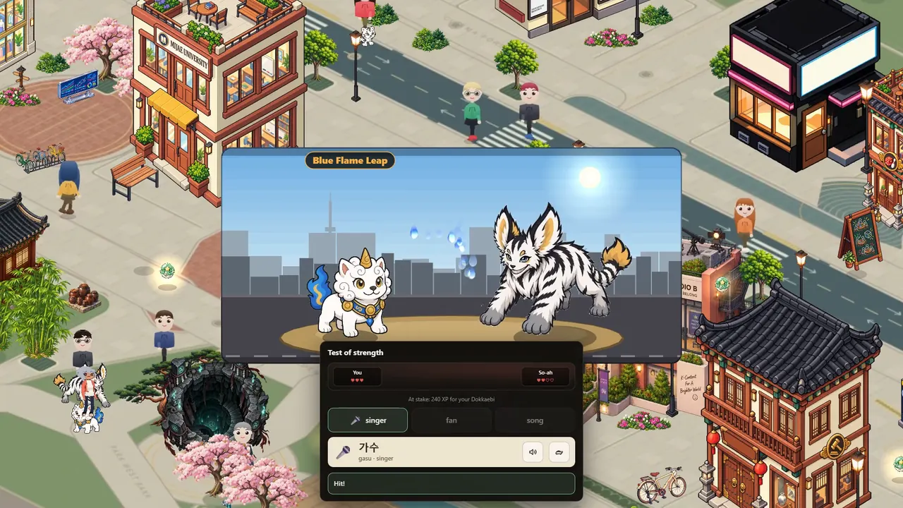 Real game scene: a listening duel on the battle stage