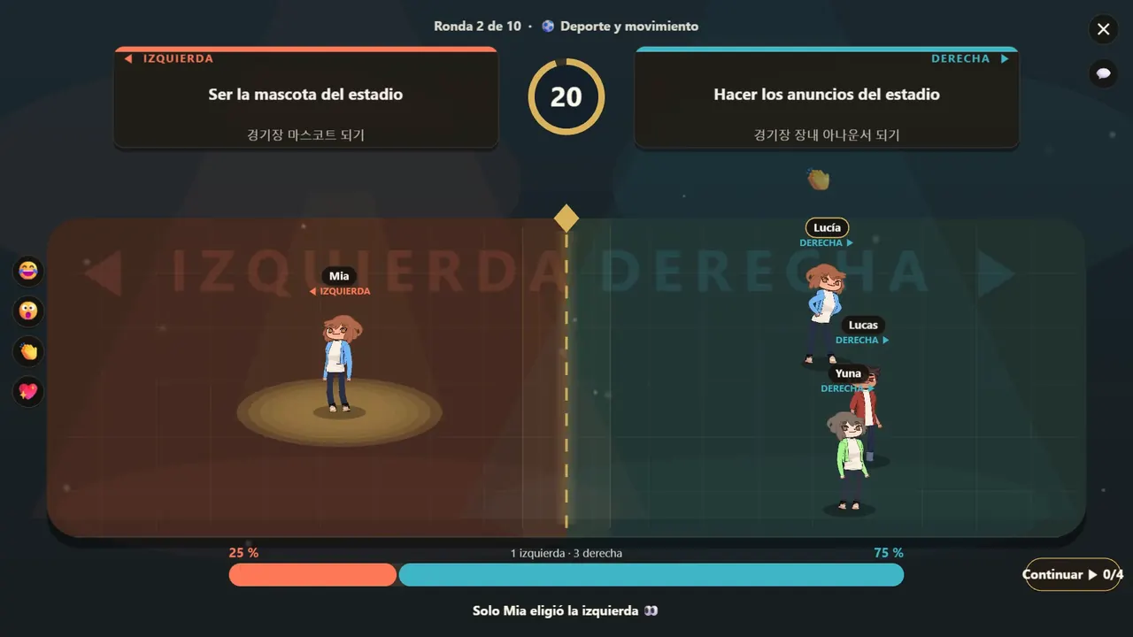 Escena real del juego: Balance Game en la casa de juegos con cuatro jugadores