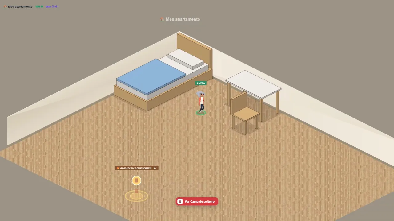 Cena real do jogo: abrir a caixa da mudança e mobiliar o apartamento